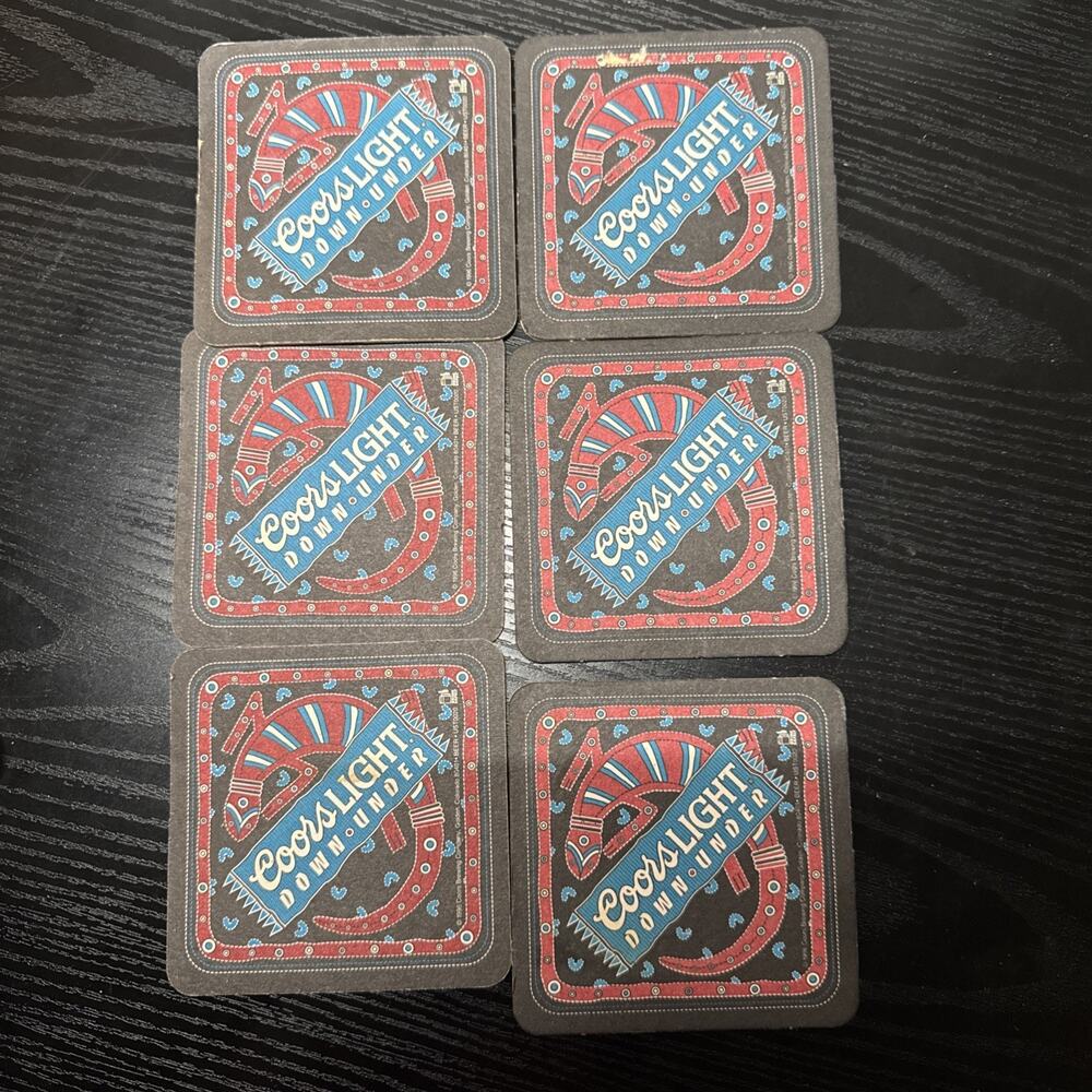 Coors Light Beer Coaster Down Under Australian Lizard Design set of 6